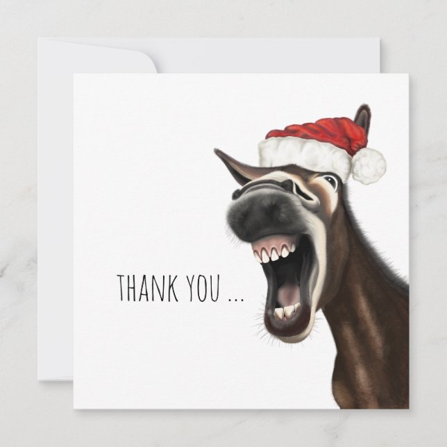 Christmas Donkey, Thank You Flat Note Cards (Front)