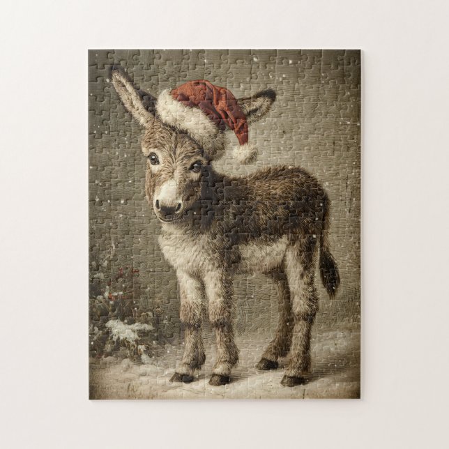 Christmas Donkey Vintage Jigsaw Puzzle (Vertical)