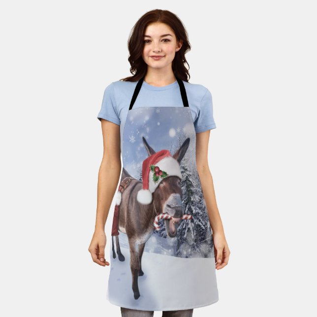 Christmas donkey with funny red hat apron (Worn)