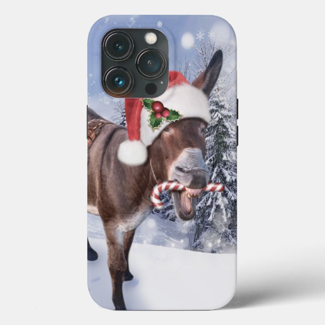 Christmas donkey with funny red hat Case-Mate iPhone case (Back)