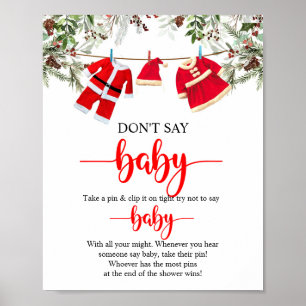 Christmas Don't Say Baby Baby Shower Game Sign