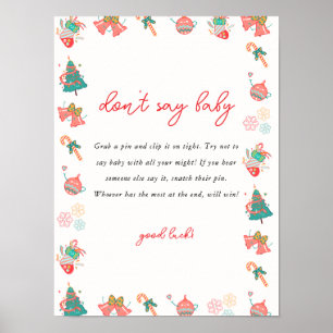 Christmas Don't say baby shower game Poster
