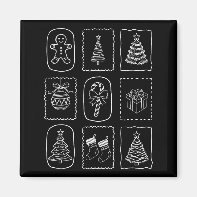 Christmas Doodle 2025 Coquette Bow Xmas Tree Ornam Magnet (Front)