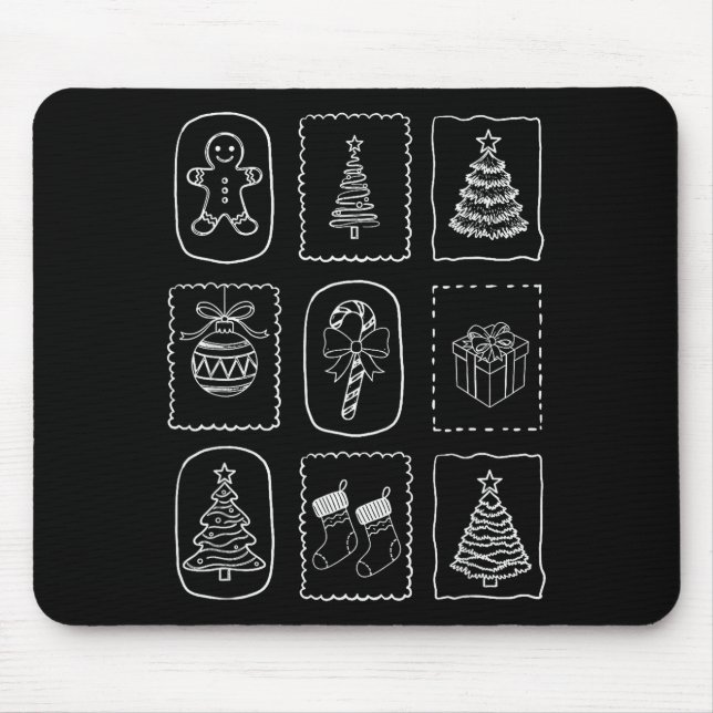 Christmas Doodle 2025 Coquette Bow Xmas Tree Ornam Mouse Mat (Front)