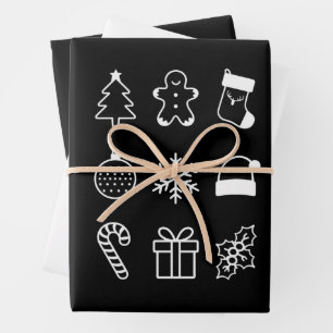 Christmas Doodle Gingerbread Tree Candy Xmas Wrapping Paper Sheet