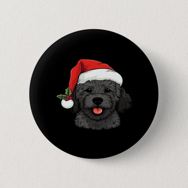 Christmas Doodle Oodle Dog - Black Classic T-Shirt 6 Cm Round Badge (Front)