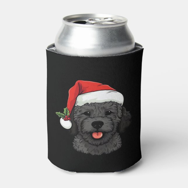 Christmas Doodle Oodle Dog - Black Classic T-Shirt Can Cooler (Can Front)
