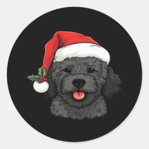 Christmas Doodle Oodle Dog - Black Classic T-Shirt Classic Round Sticker