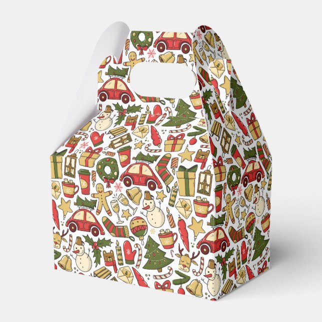 Christmas Doodle Pattern Favor Box (Front Side)