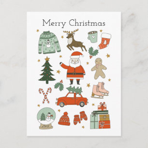 Christmas Doodles cute holiday Postcard