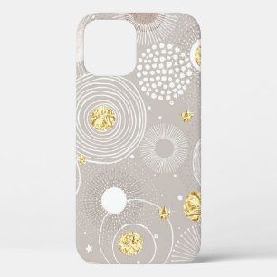 Christmas doodles: golden foil background. iPhone 12 case