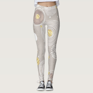 Christmas doodles: golden foil background. leggings