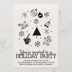 Christmas Doodles Holiday Party Invitation