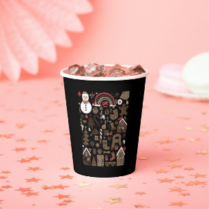 Christmas Doodles Retro Holiday Vintage Trees  Paper Cups