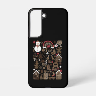 Christmas Doodles Retro Holiday Vintage Trees Samsung Galaxy Case