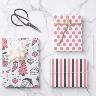 Christmas Doodles Wrapping Paper Sheet Set of 3