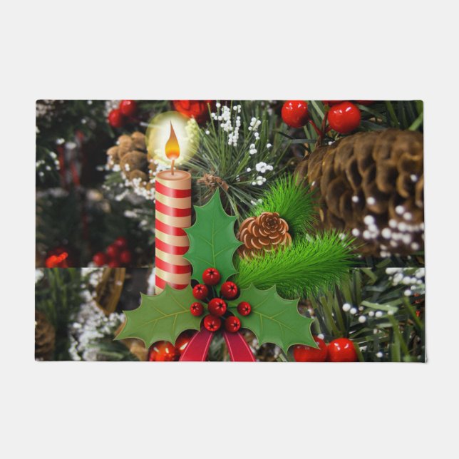 Christmas Door Mat, Candle Doormat (Front)