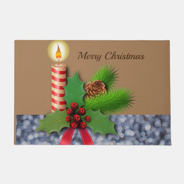 Christmas Door Mat, Candle Doormat (Front)