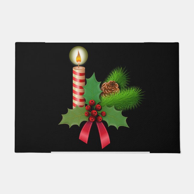 Christmas Door Mat, Christmas Candle Doormat (Front)