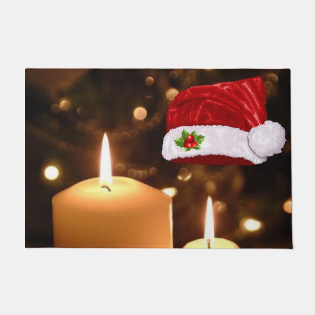 Christmas Door Mat, Christmas Candle Doormat (Front)