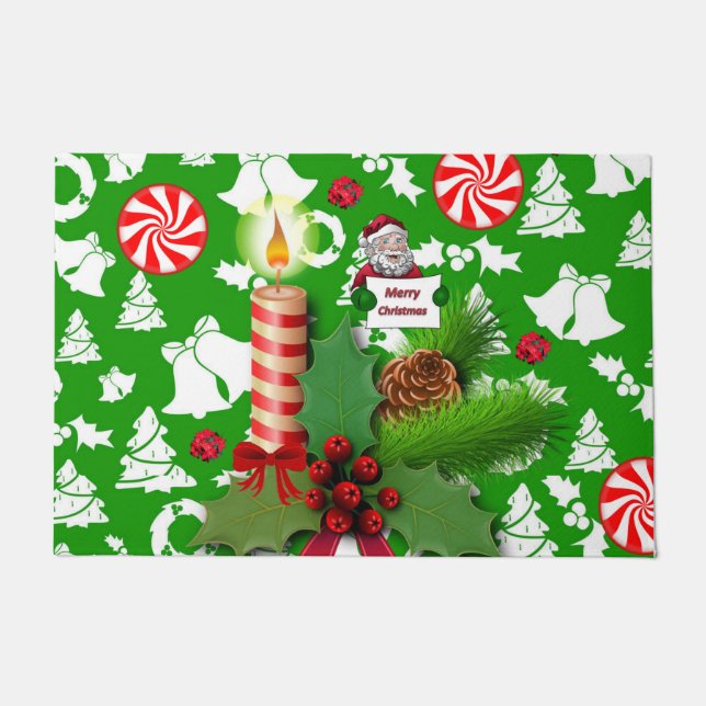 Christmas Door Mat, Christmas Candle Doormat (Front)