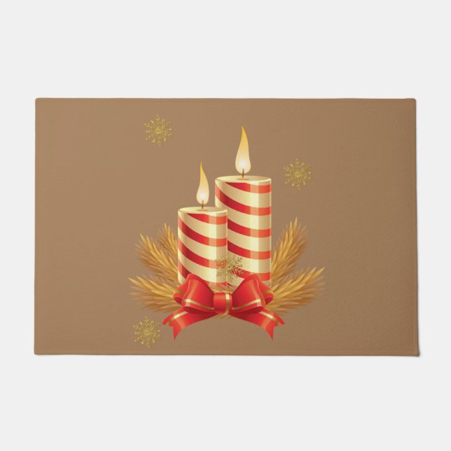 Christmas Door Mat, Christmas Candle Doormat (Front)