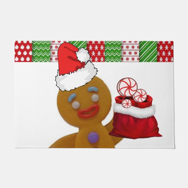 Christmas Door Mat, Gingerbread Man Doormat (Front)