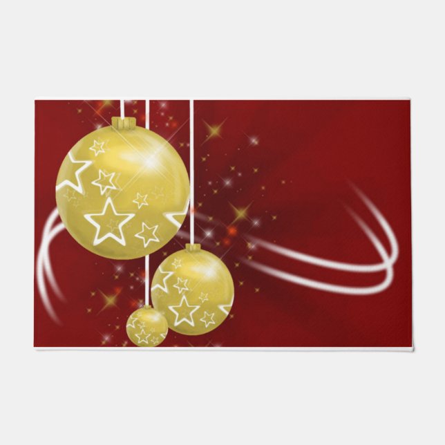 Christmas Door Mat, Gold Balls Doormat (Front)