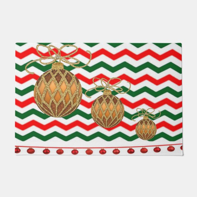 Christmas Door Mat, Gold Balls Doormat (Front)