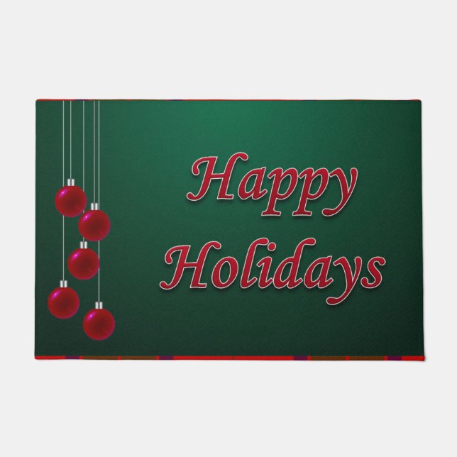 Christmas Door Mat, Happy Holidays Doormat (Front)