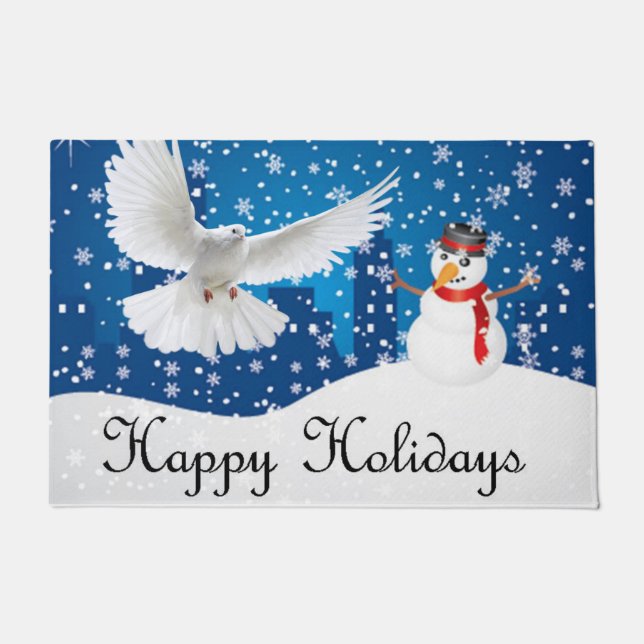 Christmas Door Mat, Happy Holidays Doormat (Front)