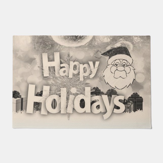 Christmas Door Mat, Happy Holidays Doormat (Front)
