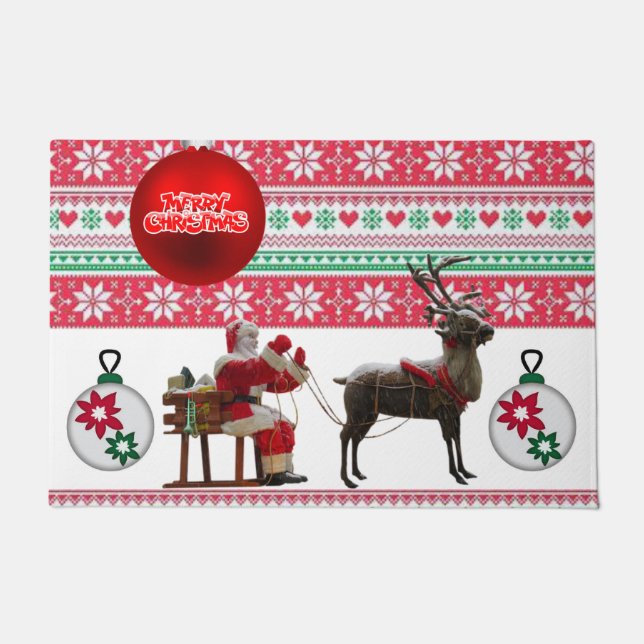 Christmas Door Mat, Merry Christmas Doormat (Front)