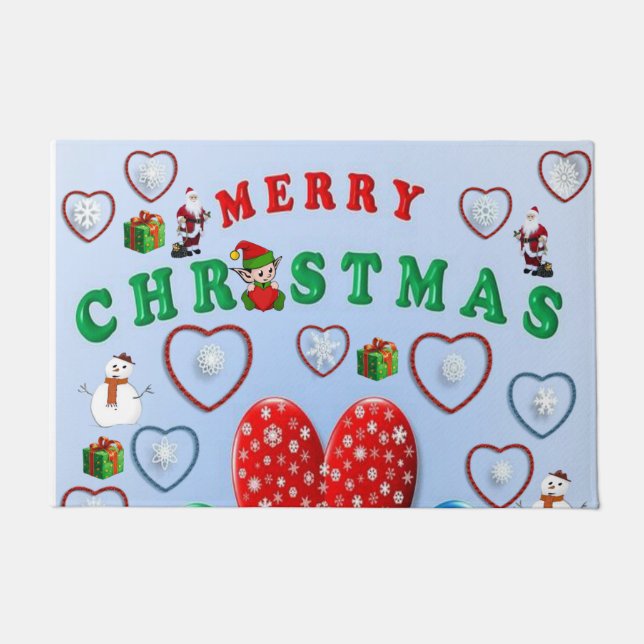 Christmas Door Mat, Merry Christmas Doormat (Front)