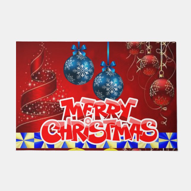 Christmas Door Mat, Merry Christmas Doormat (Front)