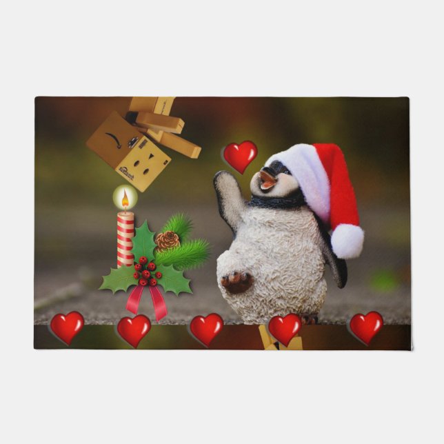Christmas Door Mat, Penguin Doormat (Front)