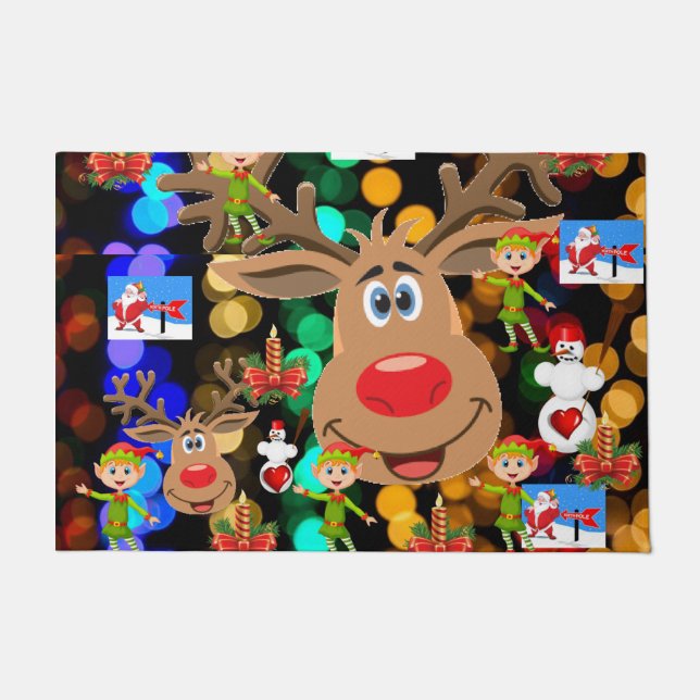 Christmas Door Mat, Reindeer Doormat (Front)
