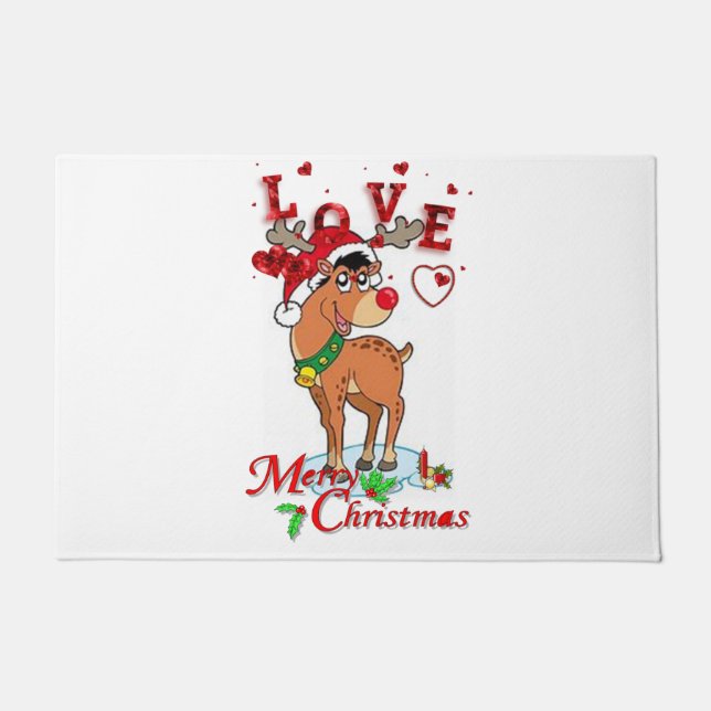Christmas Door Mat, Reindeer Doormat (Front)