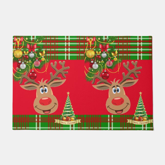Christmas Door Mat, Reindeer Doormat (Front)