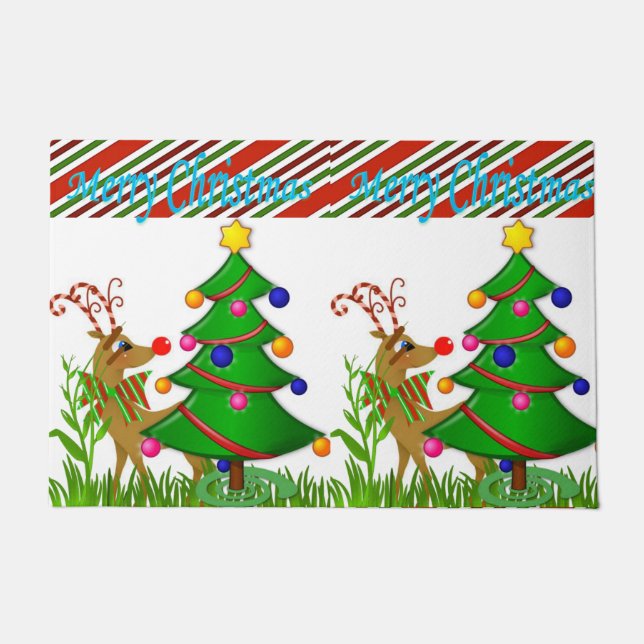 Christmas Door Mat, Reindeer Doormat (Front)