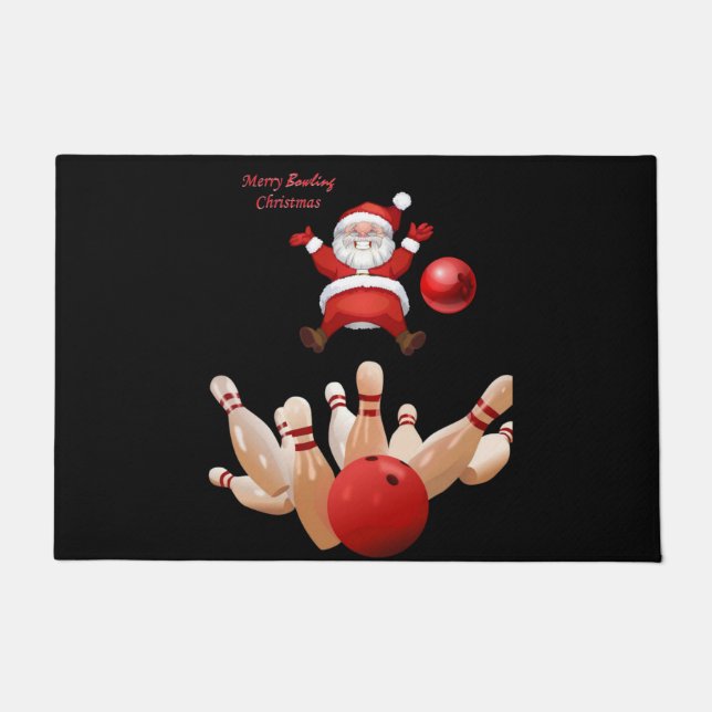 Christmas Door Mat, Santa Bowling Doormat (Front)