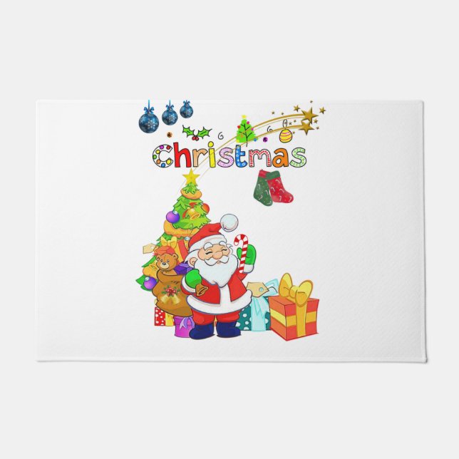 Christmas Door Mat, Santa Doormat (Front)