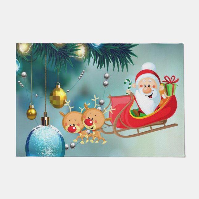 Christmas Door Mat, Santa Doormat (Front)