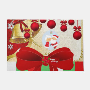 Christmas Door Mat, Santa Happy Holidays Doormat