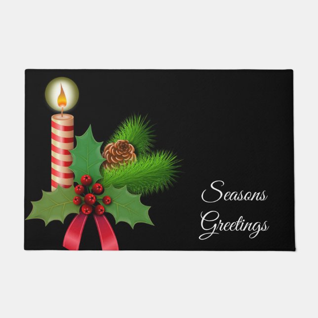Christmas Door Mat, Seasons Greetings Doormat (Front)