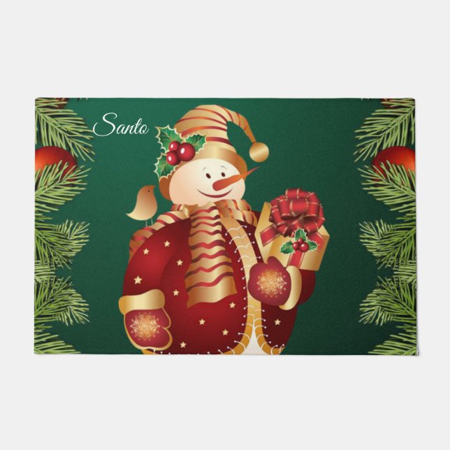 Christmas Door Mat, Snowman Doormat (Front)