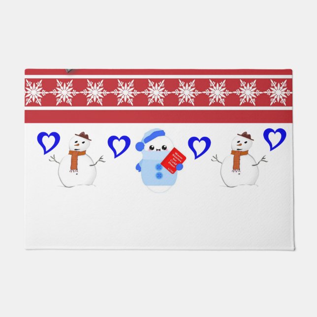 Christmas Door Mat, Snowman Doormat (Front)