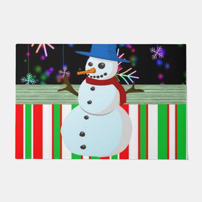 Christmas Door Mat, Snowman Doormat (Front)