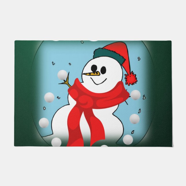 Christmas Door Mat, Snowman Doormat (Front)