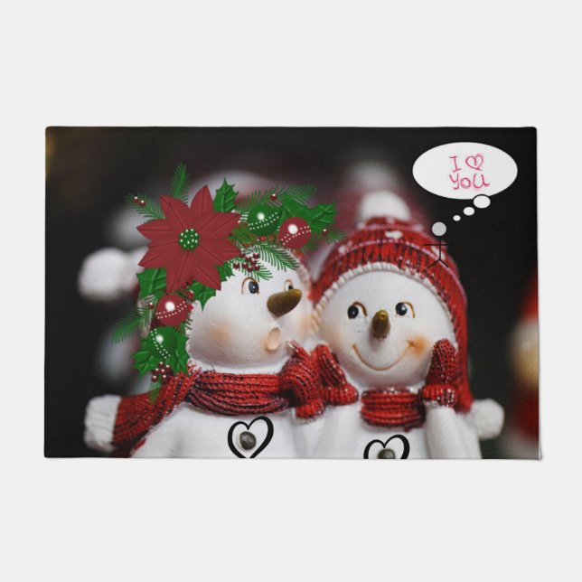 Christmas Door Mat, Snowman Doormat (Front)